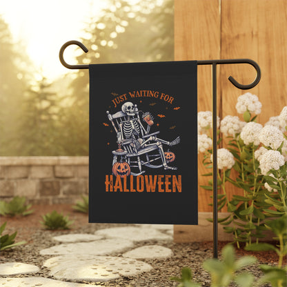 Just Waiting For Halloween Skeleton Rocking Chair Garden & House Banner