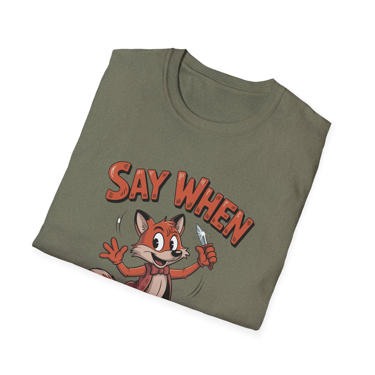 Flicker the Fox Say When T-Shirt  Vintage Dancing Dagger Fox Tee