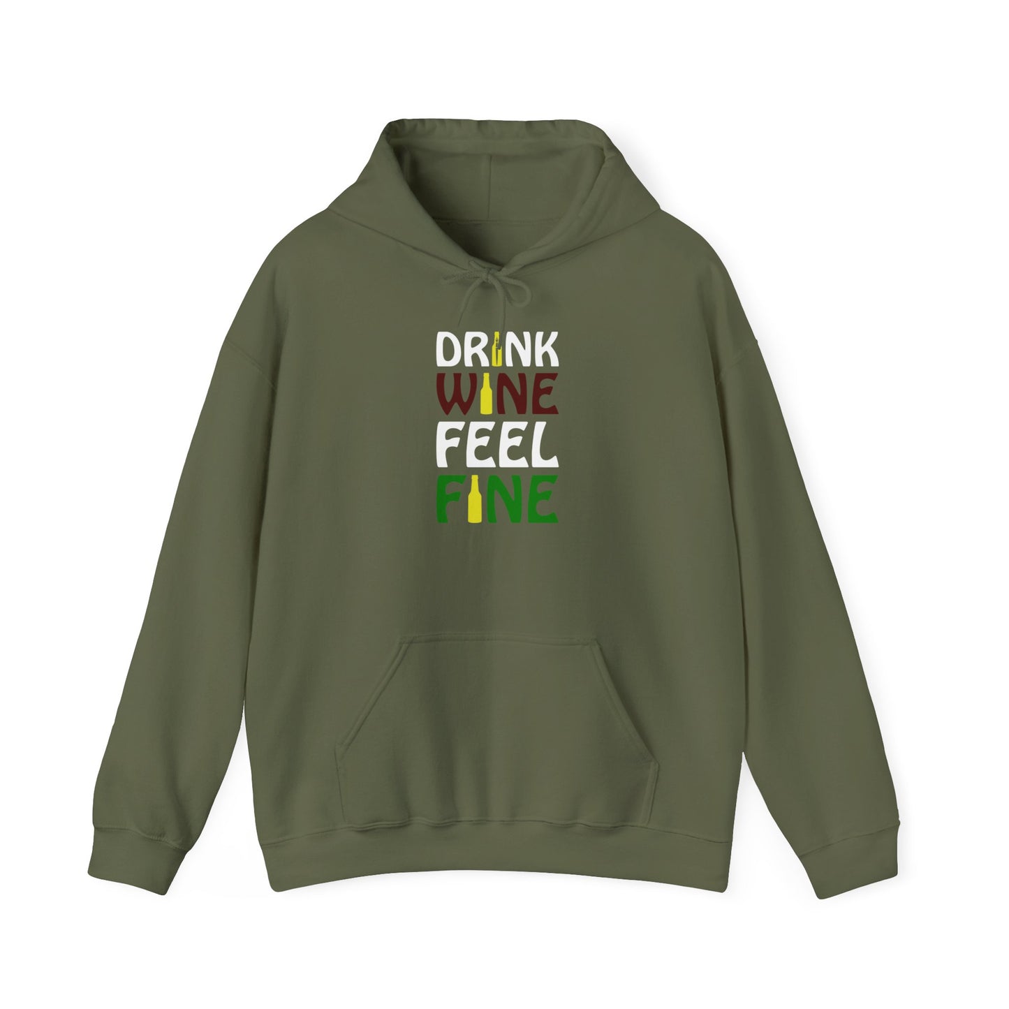 Drink Wine Feel Fine Unisex Heavy Blend™ Hooded Sweatshirt