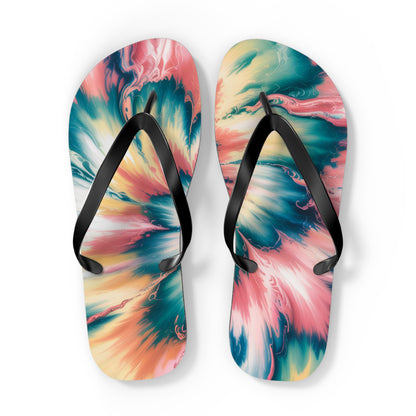 Vibrant Tie-Dye Flip Flops for Summer Fun, Beach Sandals, Vacation Footwear, Pool Party Accessories, Festival Style