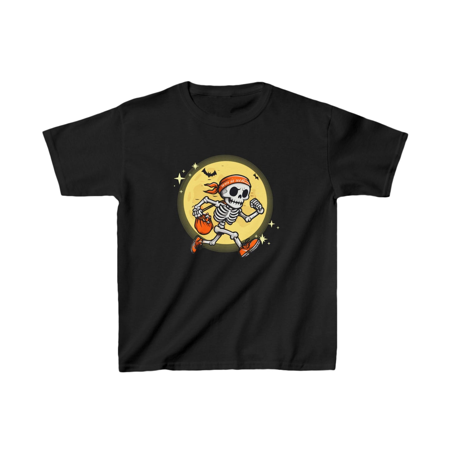 Halloween Trick Or Treat Skeleton Running with Candy Kids Heavy Cotton™ Tee