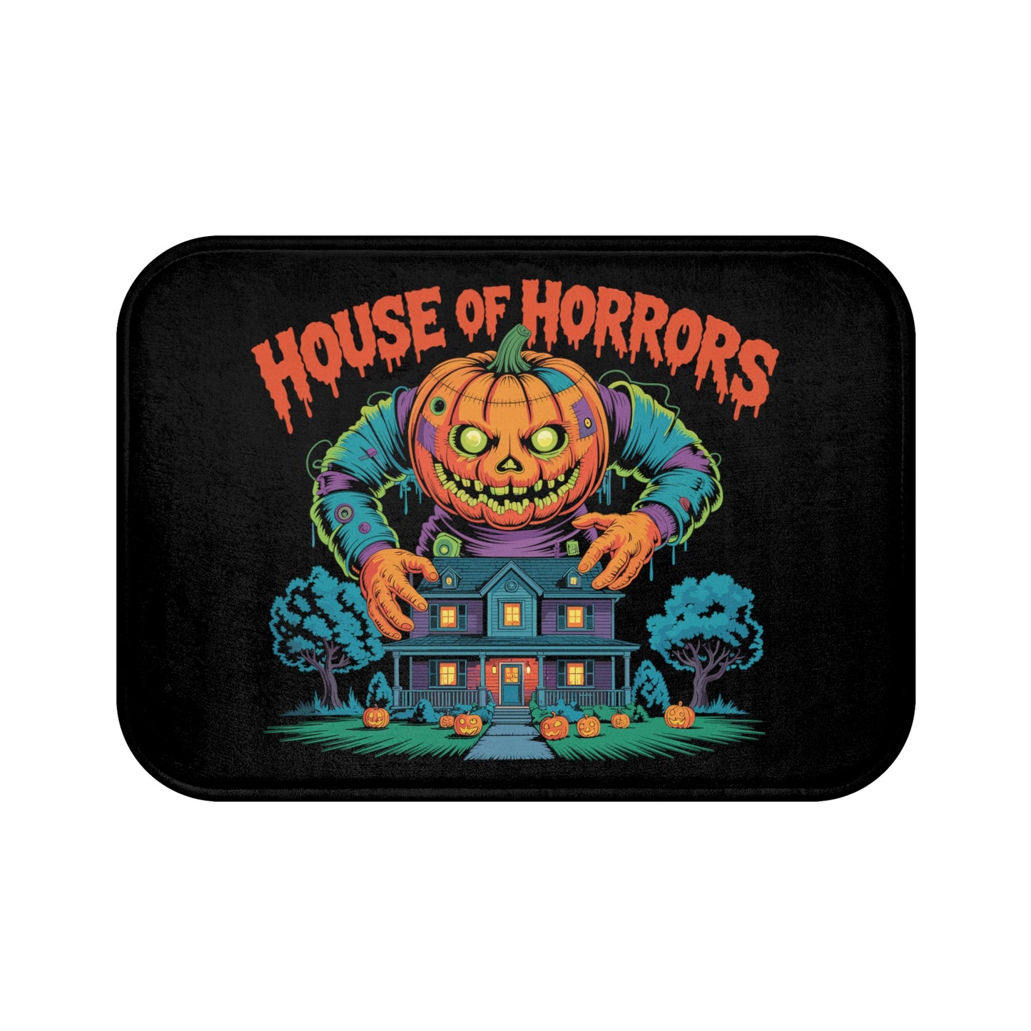Halloween House of Horrors Decor, Spooky Bathroom Accessory, Fall Decor, Pumpkin House Mat