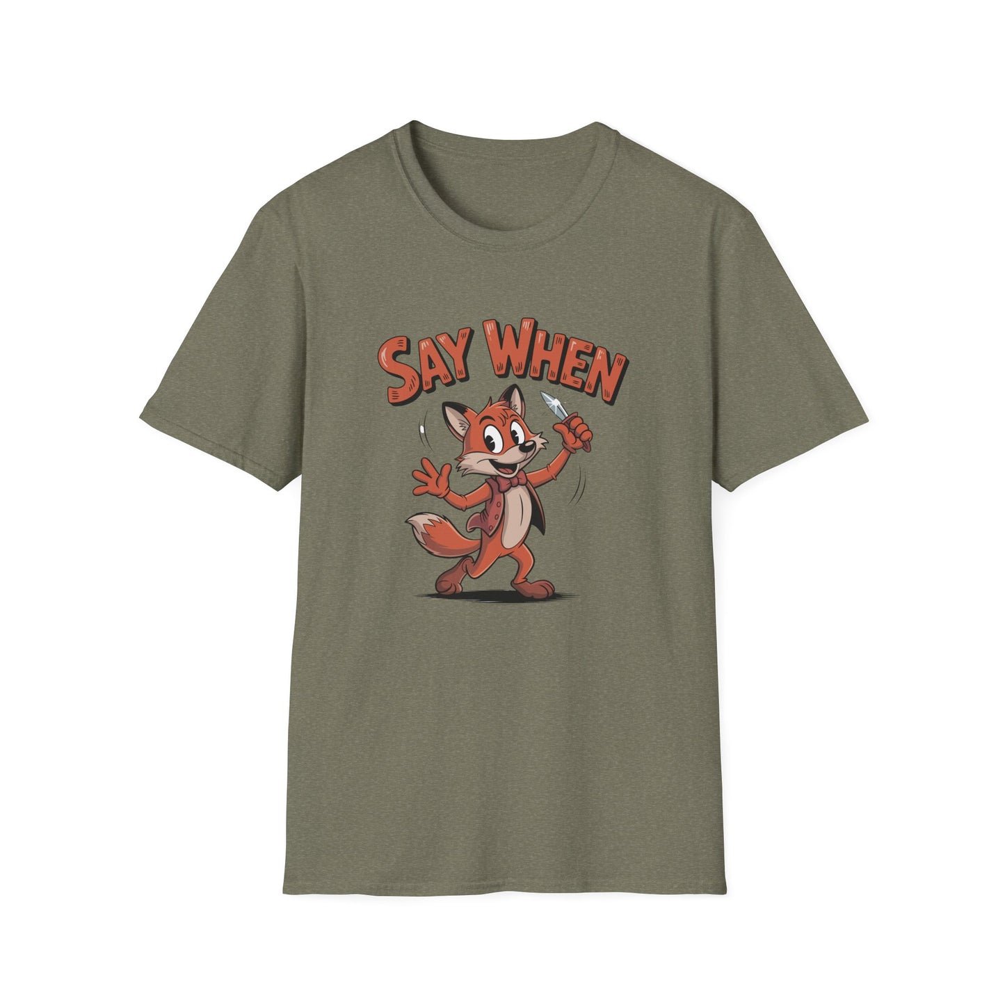 Flicker the Fox Say When T-Shirt  Vintage Dancing Dagger Fox Tee