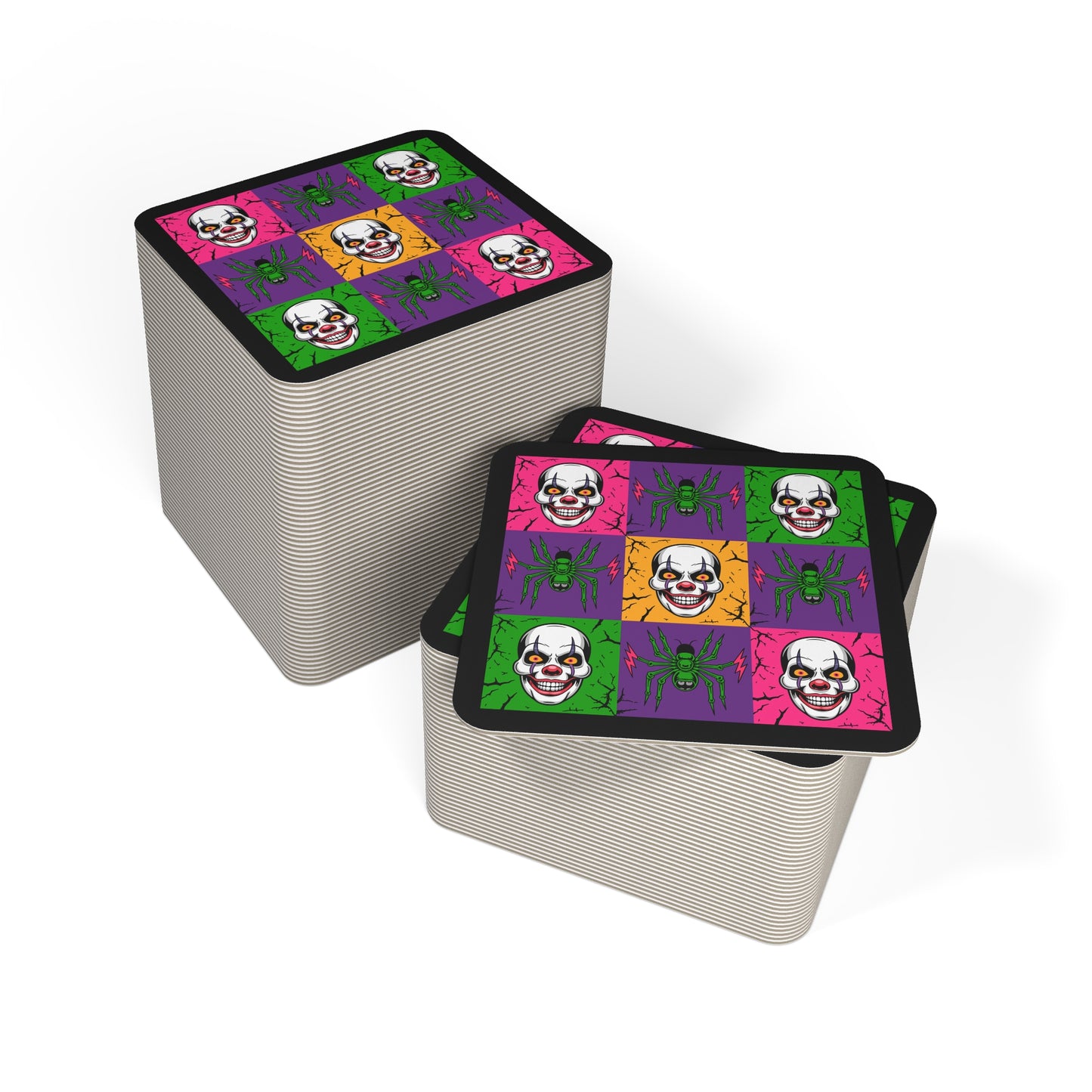 Acid Clown Halloween Coasters, Trick or Treat Drink Coasters, Halloween Decor, Party Supplies