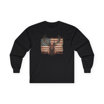 Elk Hunter Patriotic Long Sleeve Tee