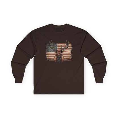 Elk Hunter Patriotic Long Sleeve Tee