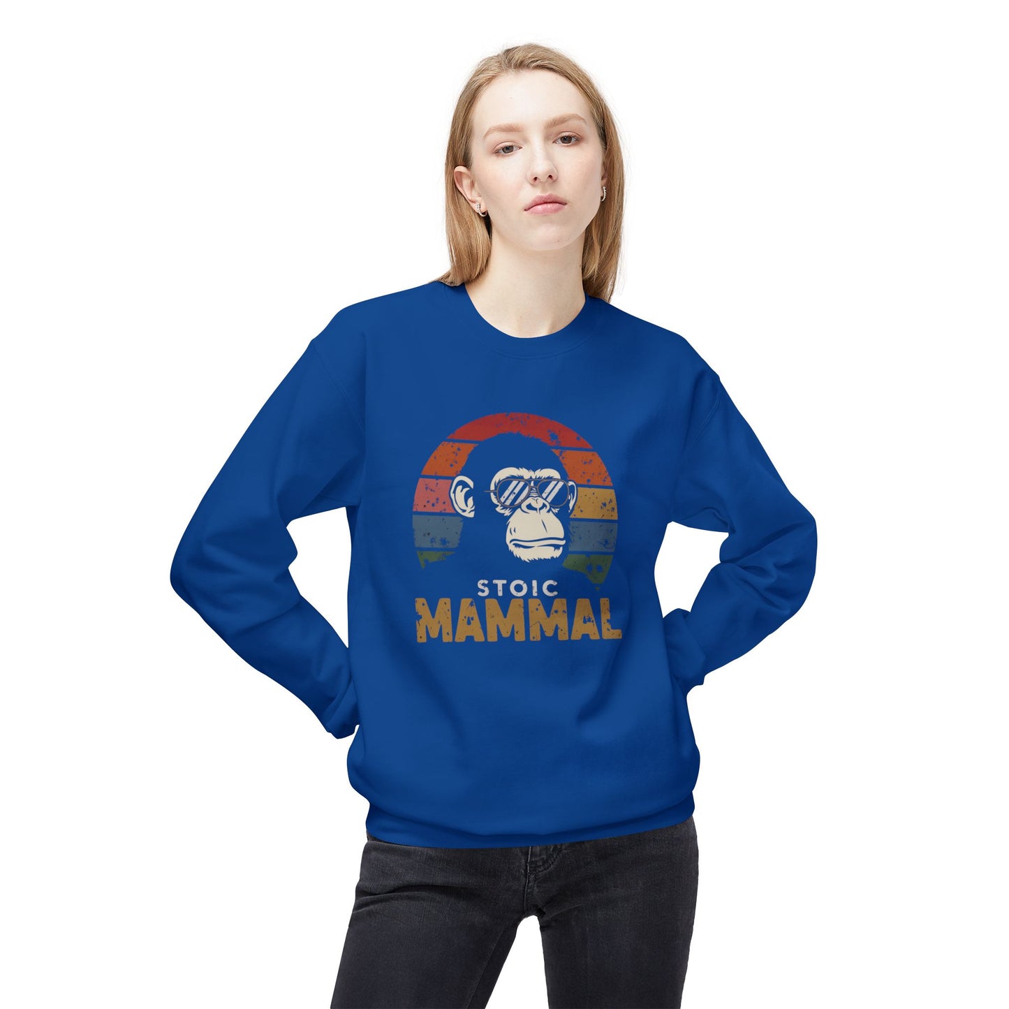 Stoic Mammal Chimp Chillin' Unisex Midweight Softstyle Fleece Crewneck Sweatshirt