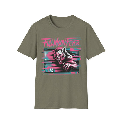 Full Moon Fever Retro  Werewolf VHS Glitch Graphic Halloween T-Shirt