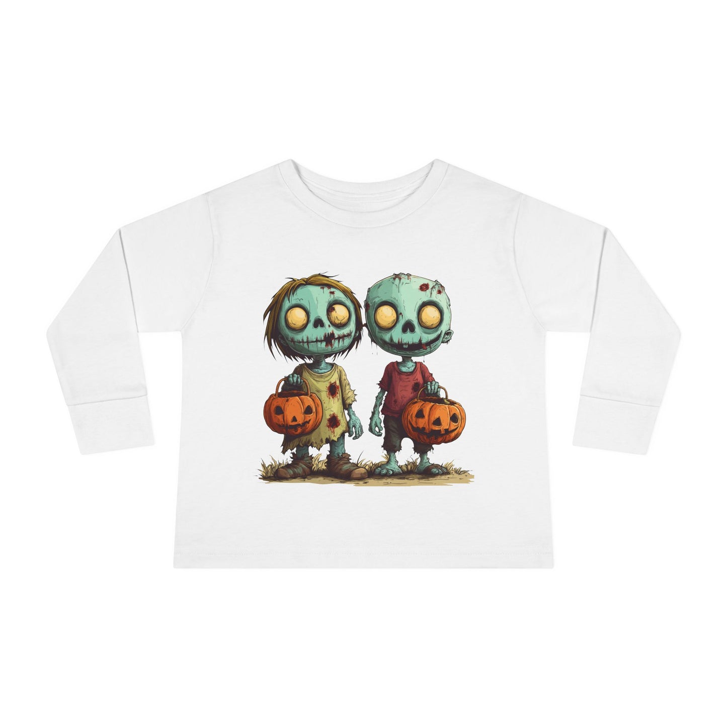 Trick Or Treat Halloween Zombie Toddler Long Sleeve Tee