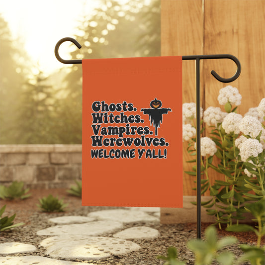 Ghosts Witches Vampires Werewolves Welcome Y'all Halloween Garden & House Banner