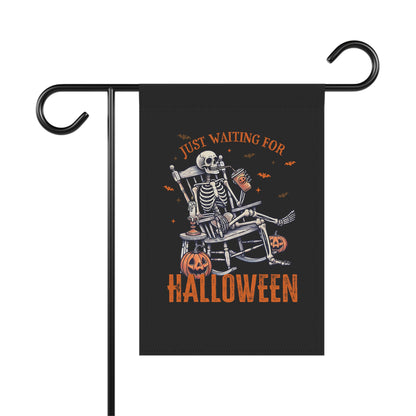 Just Waiting For Halloween Skeleton Rocking Chair Garden & House Banner