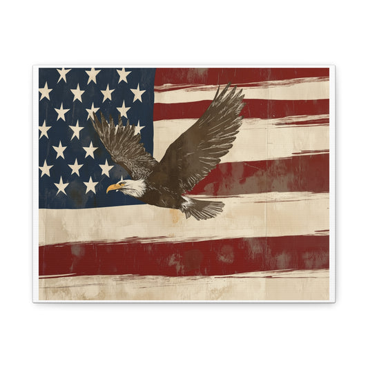 Distressed Vintage American Flag w/ Eagle Canvas (No Frame)