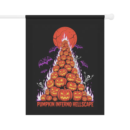 Pumpkin Inferno Hellscape Halloween Garden Banner, Spooky Outdoor Decor, Fall Flag, Fear the Flame Yard Art, Pumpkin Decorations