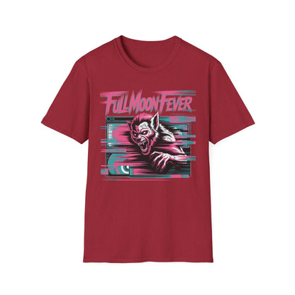 Full Moon Fever Retro  Werewolf VHS Glitch Graphic Halloween T-Shirt