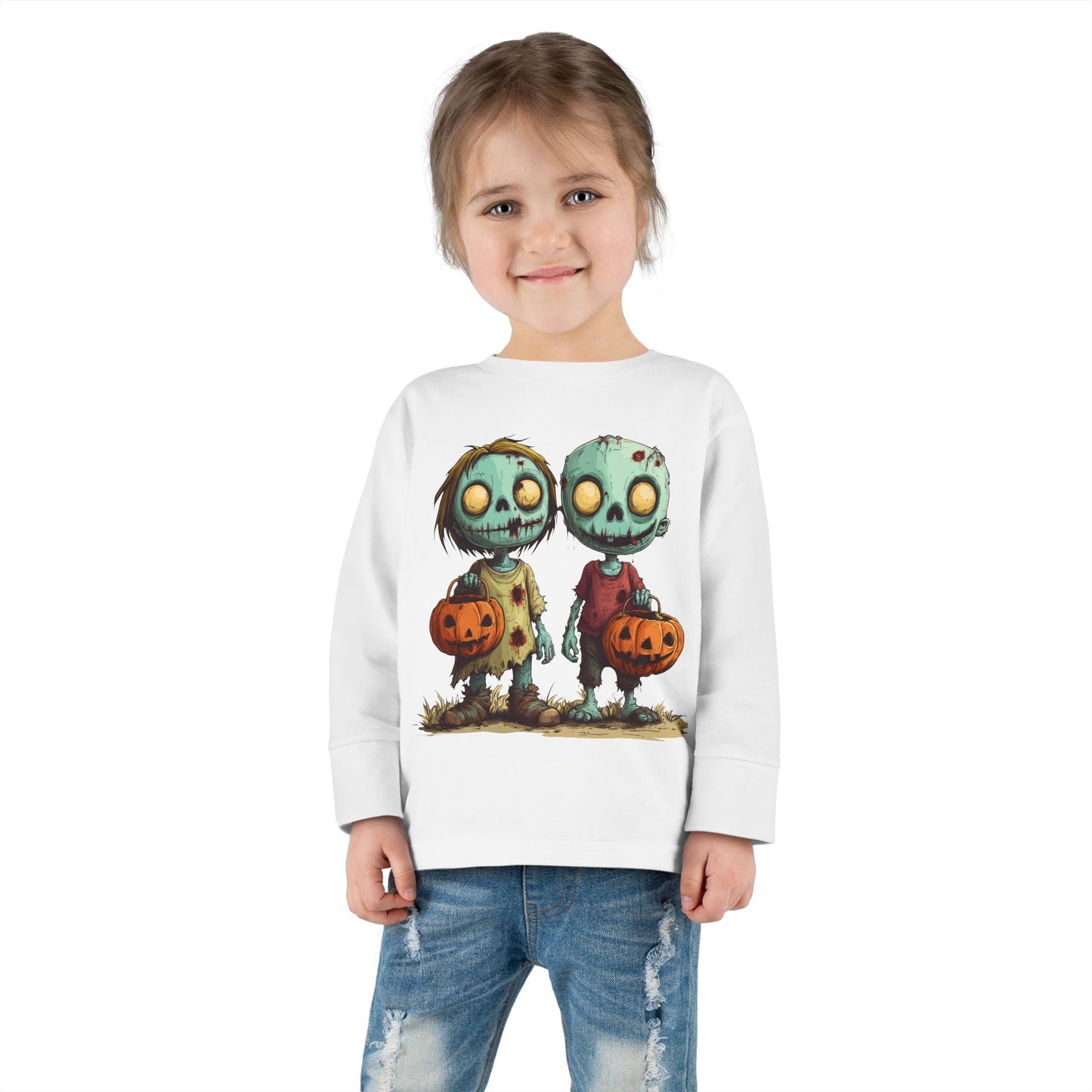 Trick Or Treat Halloween Zombie Toddler Long Sleeve Tee