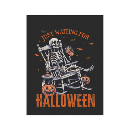 Just Waiting For Halloween Skeleton Rocking Chair Garden & House Banner