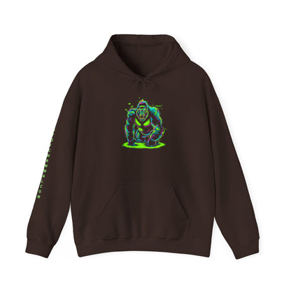 Ultra Neon Fierce Gorilla Stoic Mammal Glow Unisex Heavy Blend™ Hooded Sweatshirt