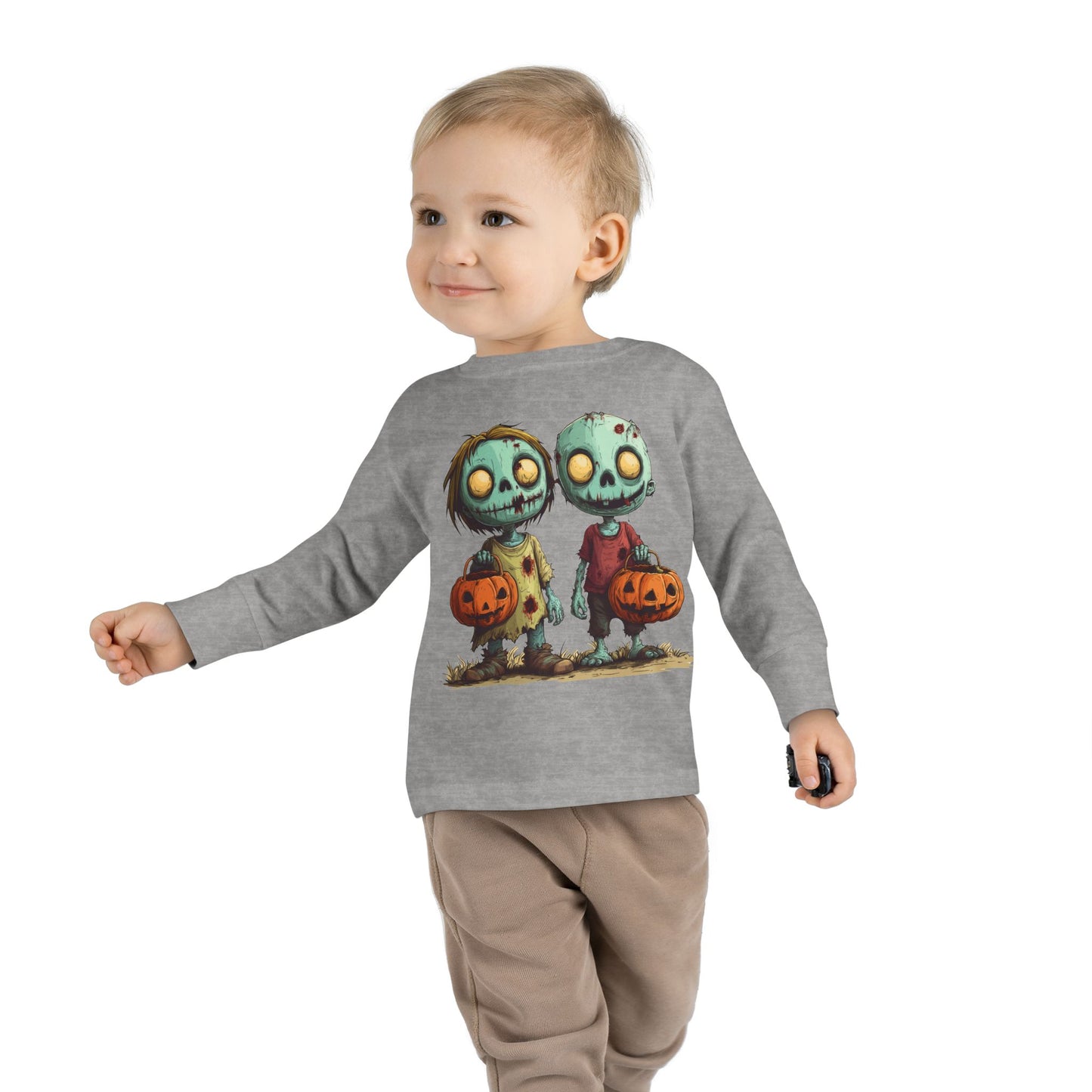 Trick Or Treat Halloween Zombie Toddler Long Sleeve Tee