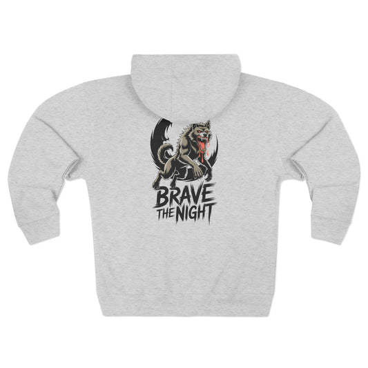 Brave the Night Hoodie, Unisex Zip Front Sweatshirt