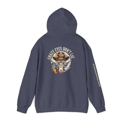 Crazy Eyes Don't Lie Western Tattoo Skull Design Full Graphic Hoodie