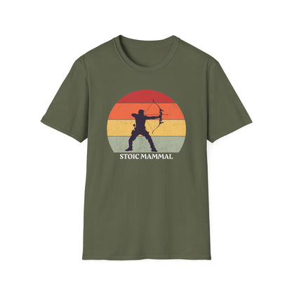 Bow Hunter Stance Retro Sun T-Shirt
