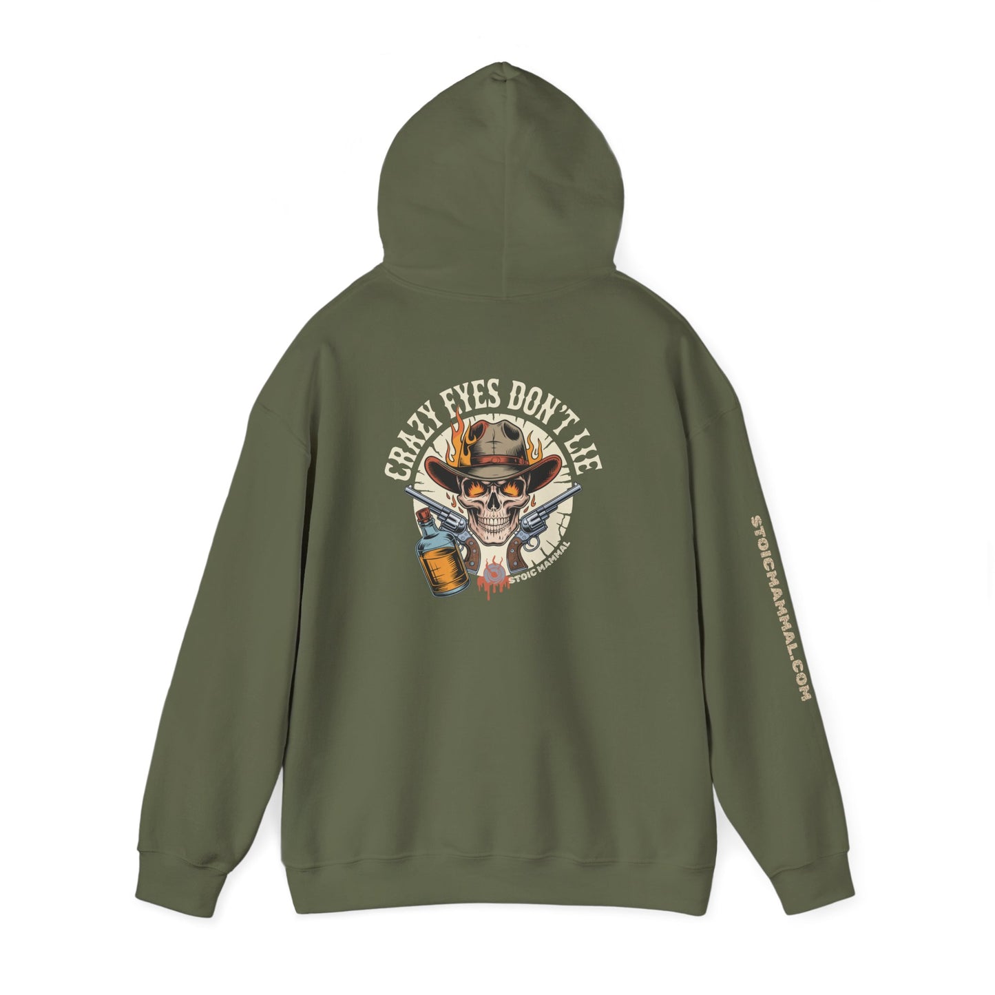 Crazy Eyes Don't Lie Western Tattoo Skull Design Full Graphic Hoodie