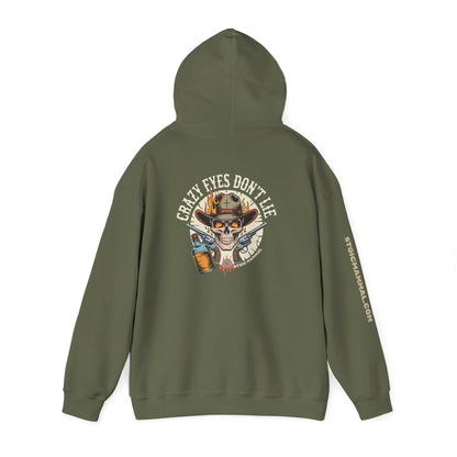 Crazy Eyes Don't Lie Western Tattoo Skull Design Full Graphic Hoodie