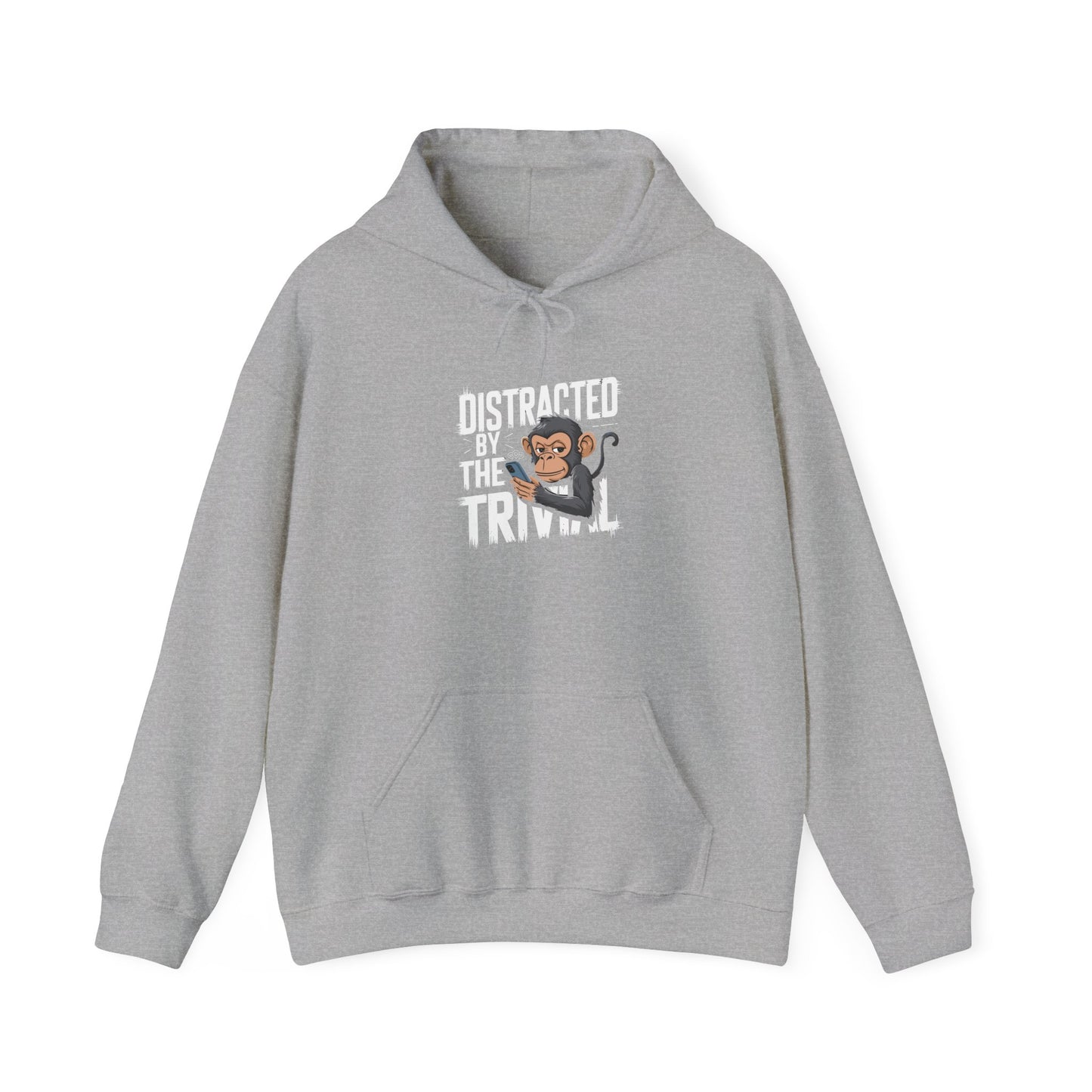 Distracted By The Trivial Monkey On A Cell Phone Unisex Heavy Blend™ Hooded Sweatshirt