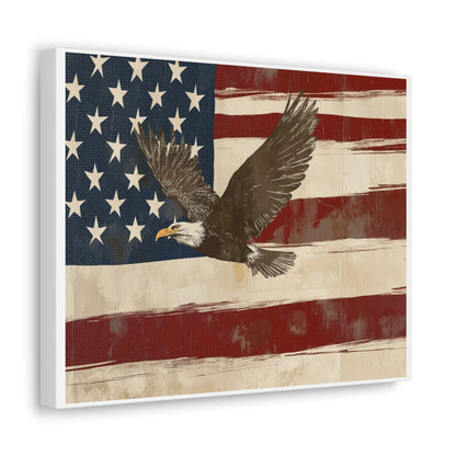 Distressed Vintage American Flag w/ Eagle Canvas (No Frame)