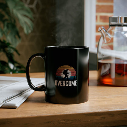 Overcome Life Mantra Outdoors Black Mug (11oz, 15oz)