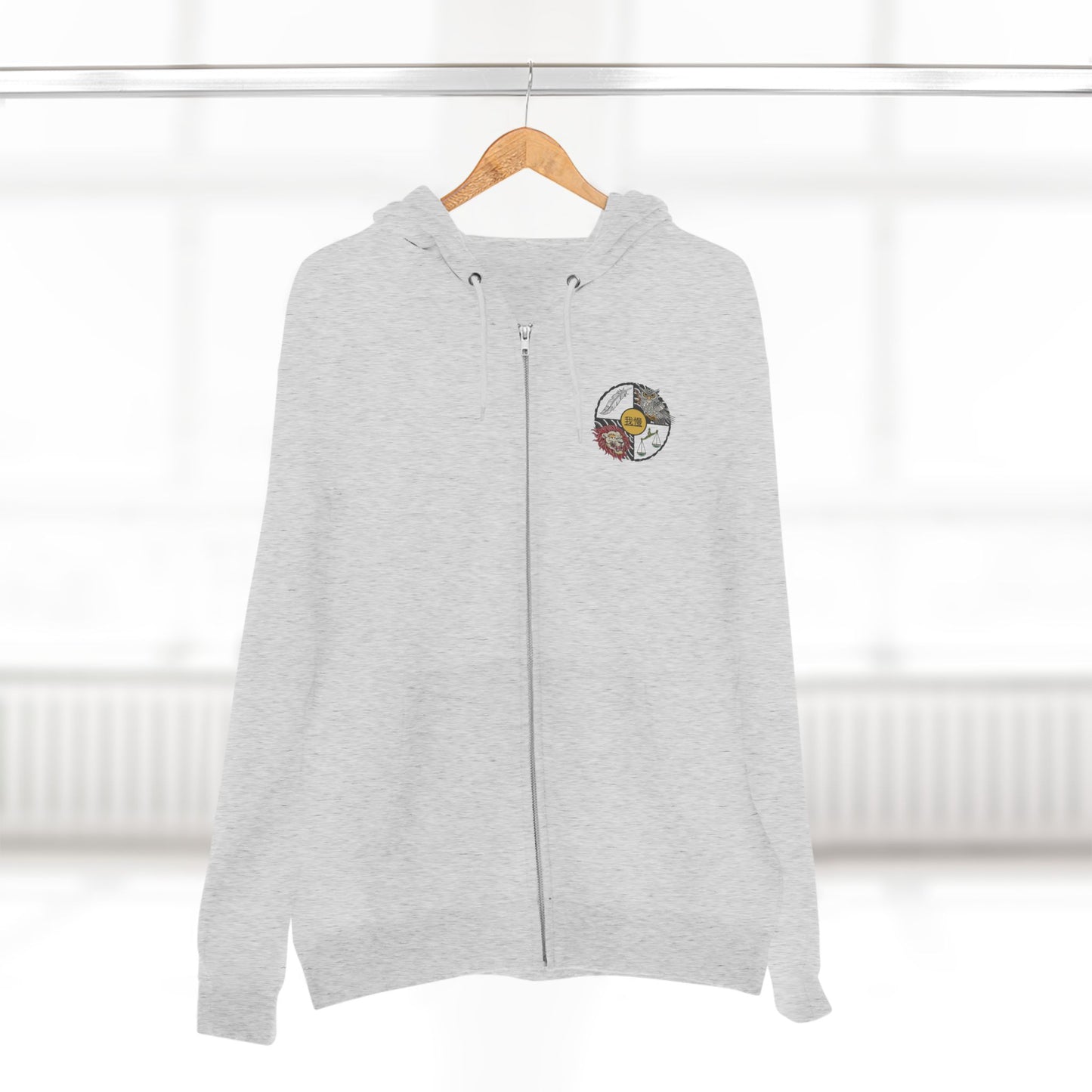 Warrior Spirit Samurai Bear Kanji Japanese Rising Sun Zip Hoodie
