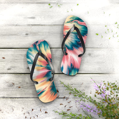 Vibrant Tie-Dye Flip Flops for Summer Fun, Beach Sandals, Vacation Footwear, Pool Party Accessories, Festival Style