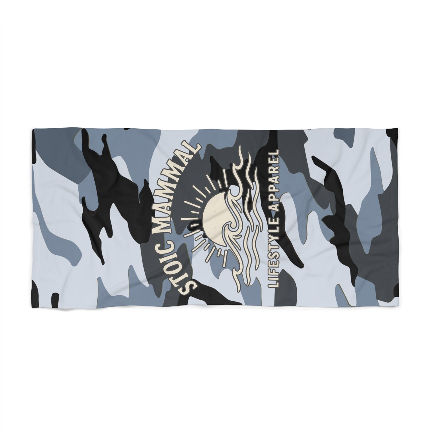 Coastal Shadow Camo Beach Towel – Stoic Mammal Survival Style for the Sand & Sun