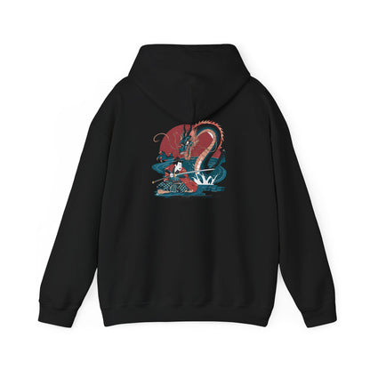 Japanese Stylized Warrior Dragon Stoic Mammal Characters Unisex Heavy Blend™ Hooded Sweatshirt