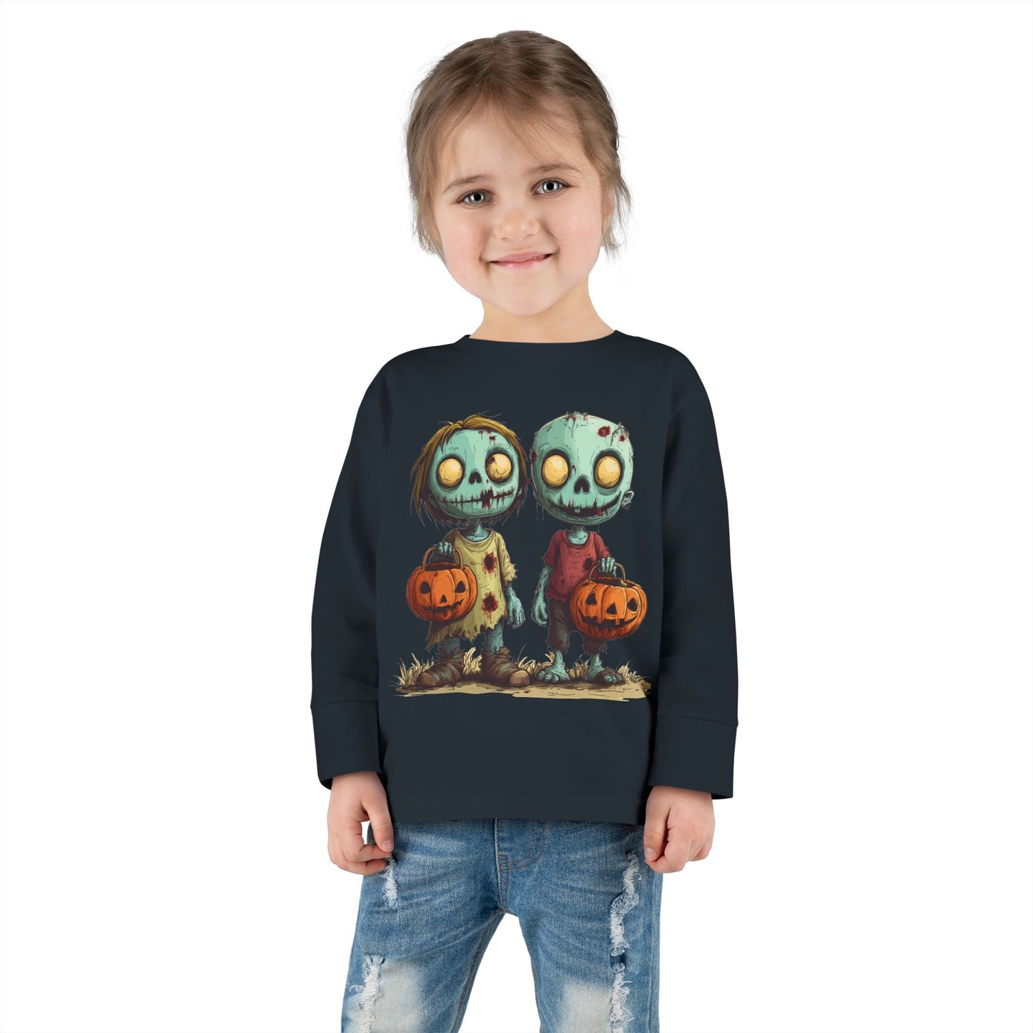 Trick Or Treat Halloween Zombie Toddler Long Sleeve Tee