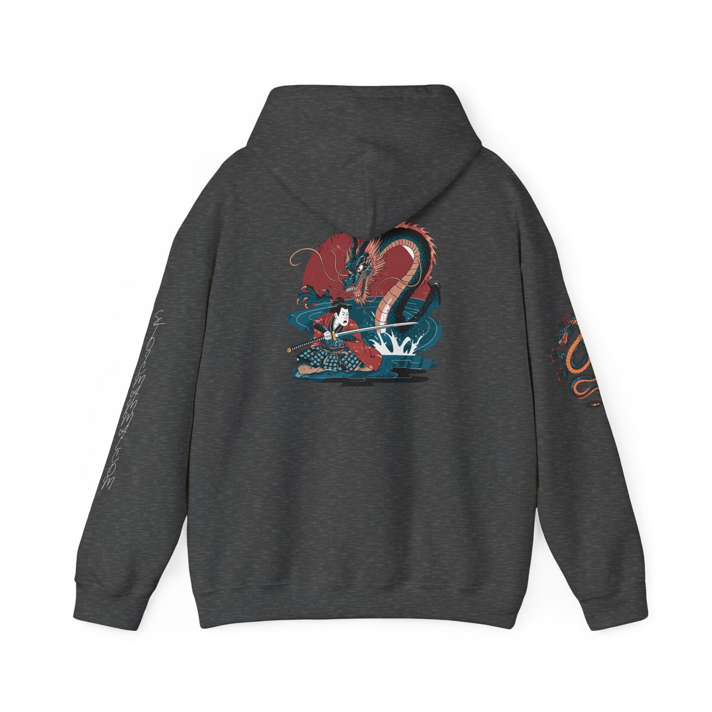 Limited Edition Japanese Stylized Warrior Dragon Double Sleeved stoicmammal.com Characters Unisex Heavy Blend™ Hooded Sweatshirt