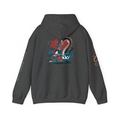 Limited Edition Japanese Stylized Warrior Dragon Double Sleeved stoicmammal.com Characters Unisex Heavy Blend™ Hooded Sweatshirt