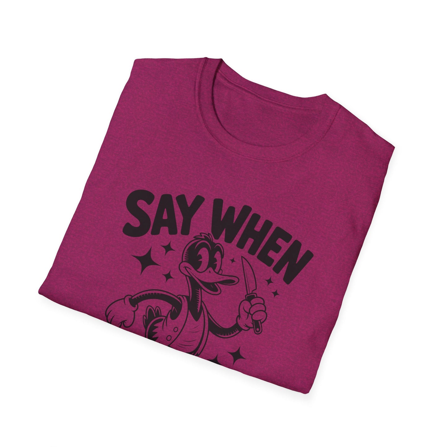 Beaky Slice Say When T-Shirt Retro Duck Cartoon Tee