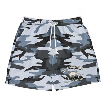 Coastal Shadow Camo Swim Shorts  Stoic Mammal Tactical Trunks for Bold Water Warriors