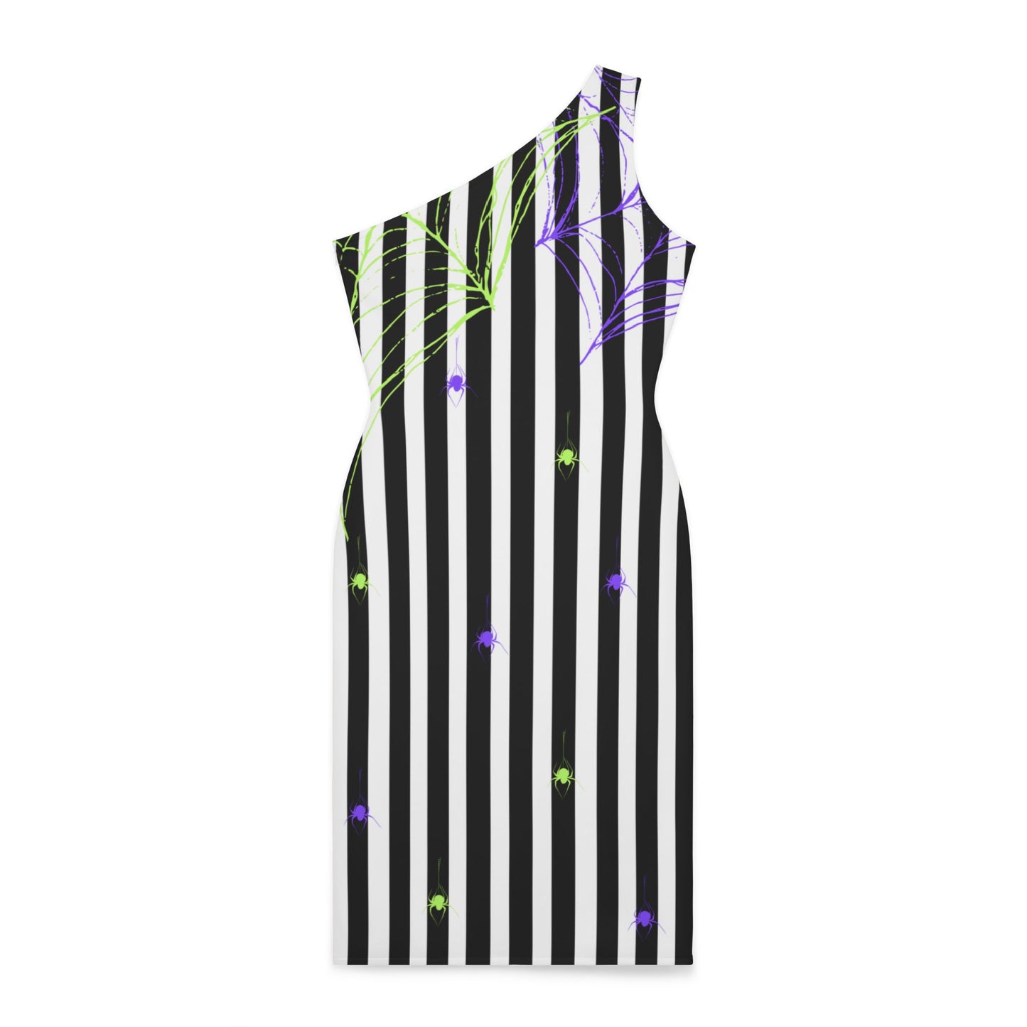 Juicy Black Striped Spider Adult Halloween Costume Shoulder Dress