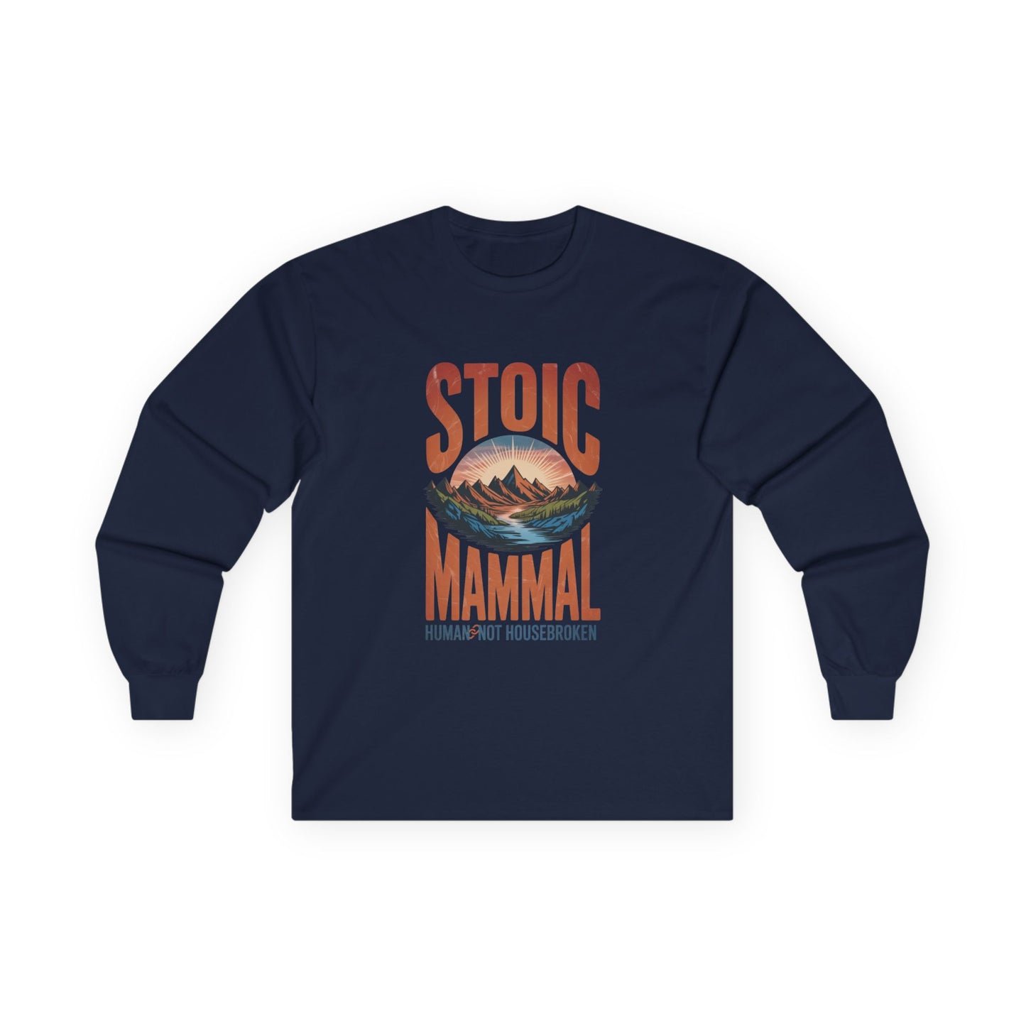 Human Not Housebroken Long Sleeve Tee Vintage Mountain Graphic