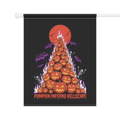 Pumpkin Inferno Hellscape Halloween Garden Banner, Spooky Outdoor Decor, Fall Flag, Fear the Flame Yard Art, Pumpkin Decorations