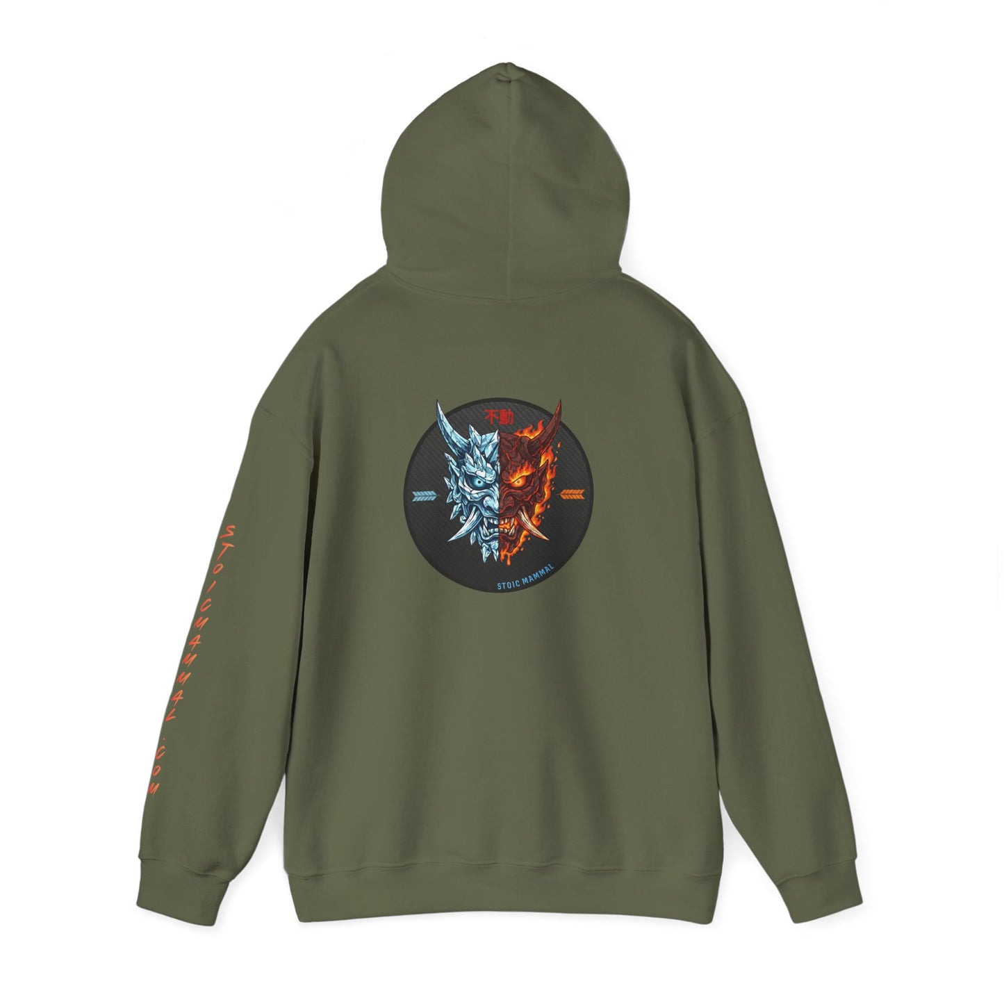 Fire and Ice Stoic Mammal Kanji Style Hoodie