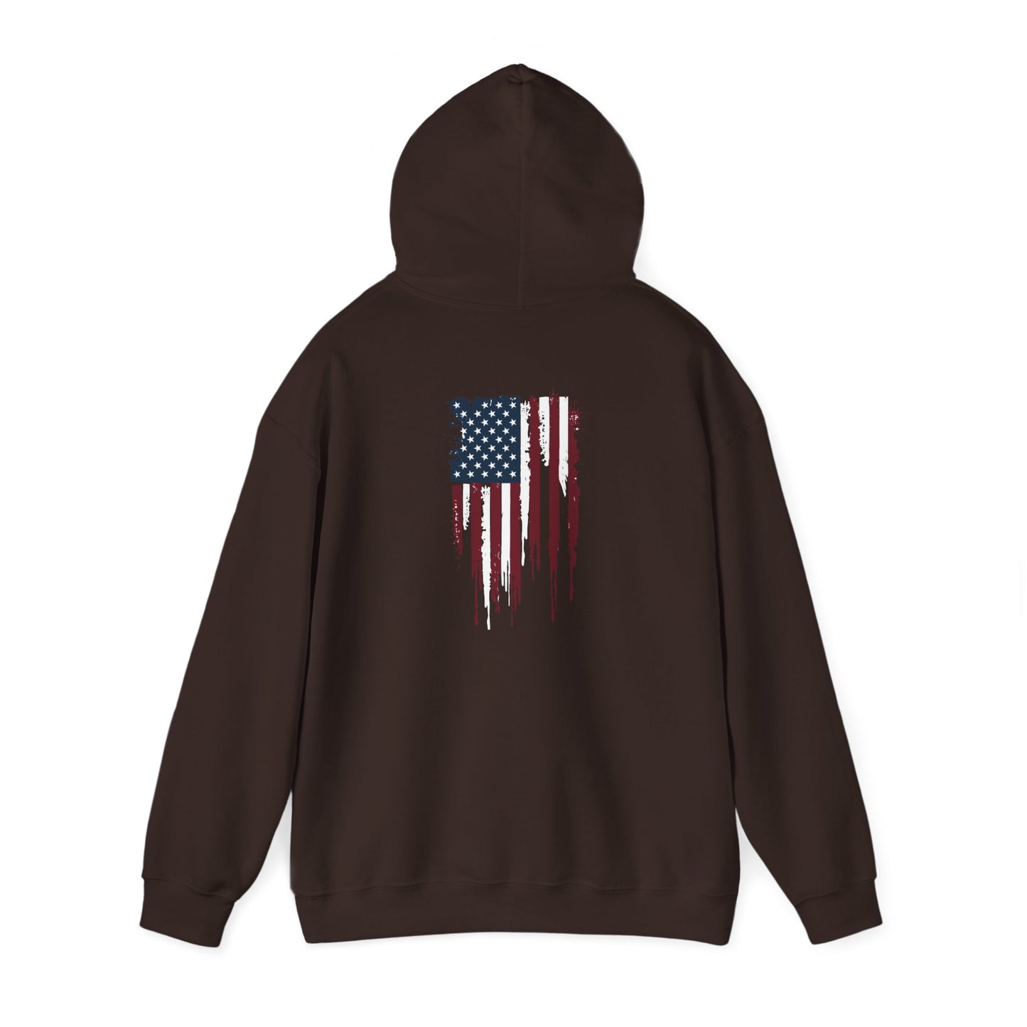 Distressed Grungy American  Back Piece Flag Stoic Mammal Unisex Heavy Blend™ Hooded Sweatshirt