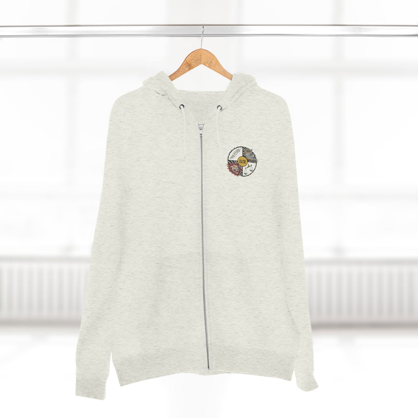 Warrior Spirit Samurai Bear Kanji Japanese Rising Sun Zip Hoodie