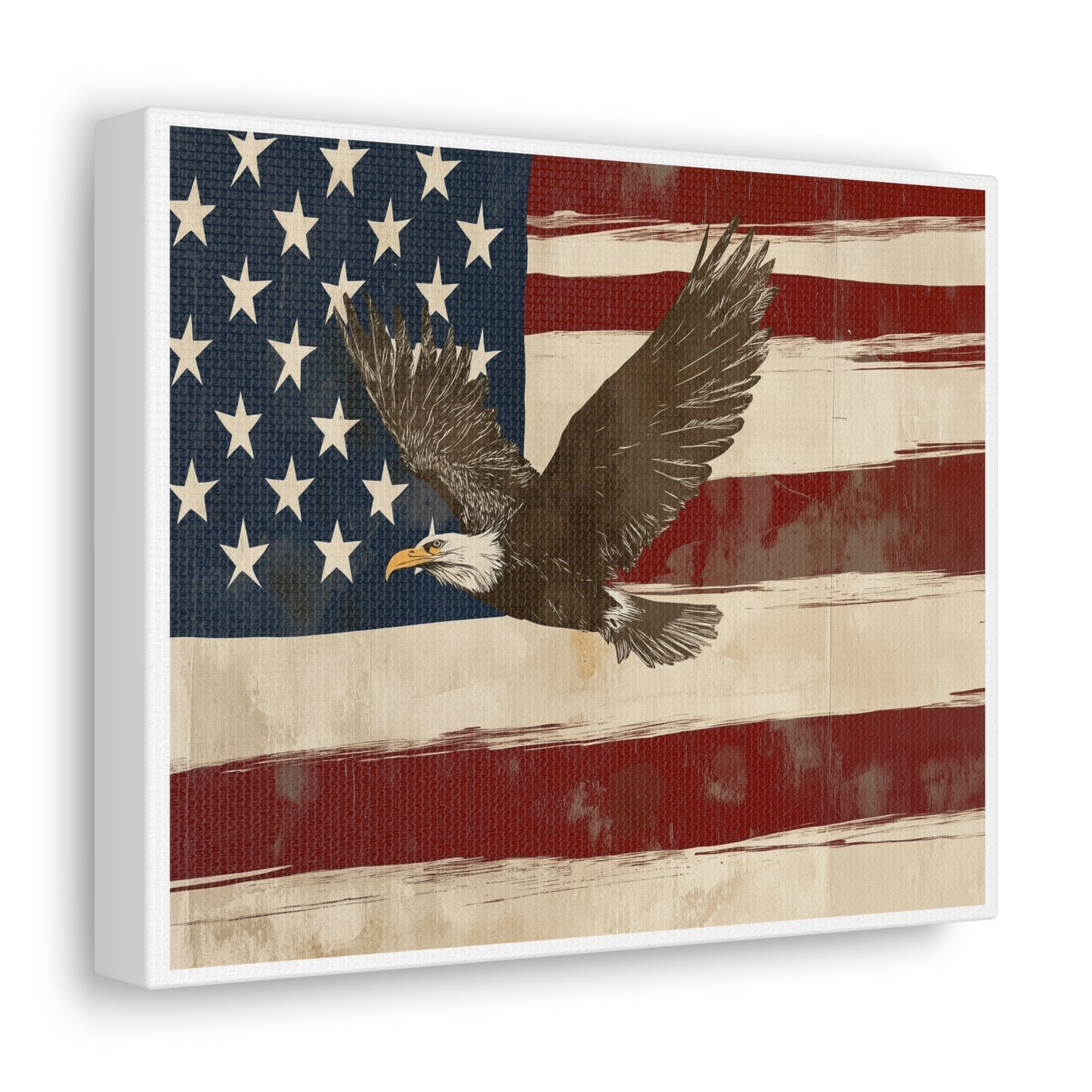 Distressed Vintage American Flag w/ Eagle Canvas (No Frame)