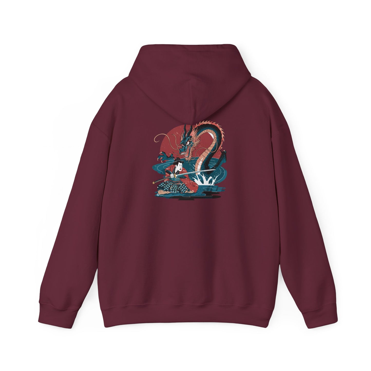 Japanese Stylized Warrior Dragon Stoic Mammal Characters Unisex Heavy Blend™ Hooded Sweatshirt