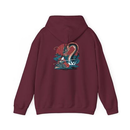 Japanese Stylized Warrior Dragon Stoic Mammal Characters Unisex Heavy Blend™ Hooded Sweatshirt