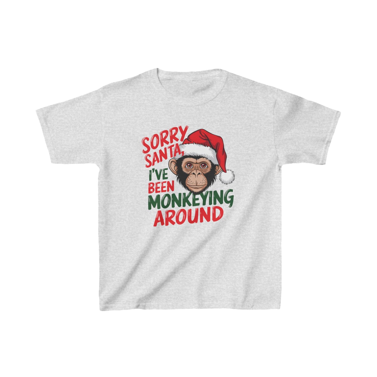 Sorry Santa I've Been Monkeying Around Christmas Kids Heavy Cotton™ Tee