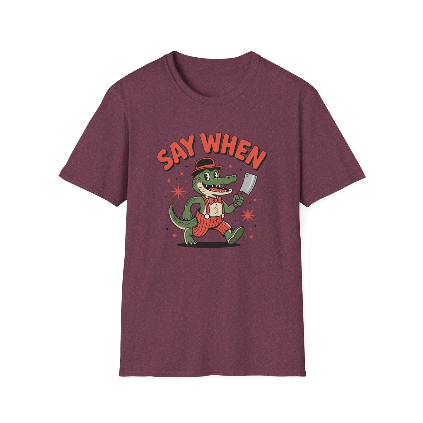 Snappy Joe Say When T-Shirt  Retro Crocodile Cartoon Cleaver Tee